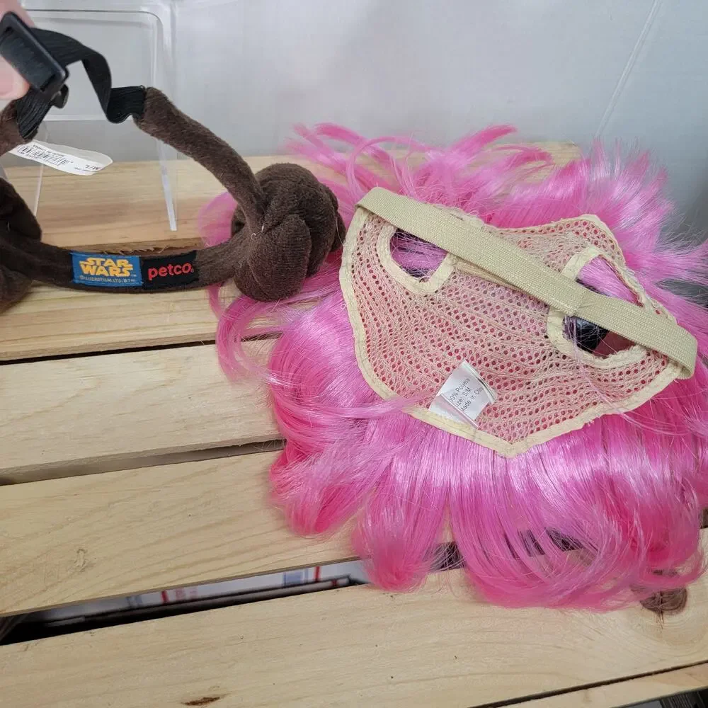 2 Pc Pet Head Pieces: Lulu Pink Wig & Star Wars Princess Leia Headband